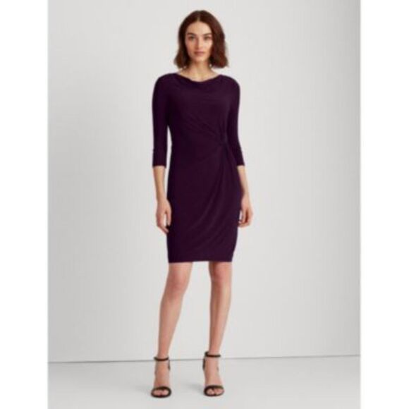NWT Lauren Ralph Lauren Women's Fuchsia Twisted Knot Sleeved Dress Size 6 - Picture 1 of 9